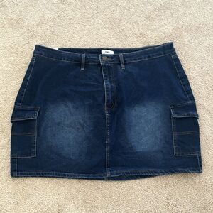 Denim Cargo Mini Skirt Blue Plus Sz 3X Rue +